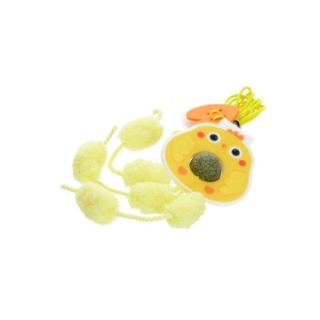 HIPPIE PET Игрушка для котов Цыпленок с веревкой желтый