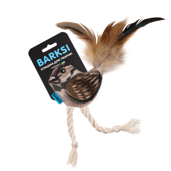 Игрушка для Кошек Barksi Воробей с колокольчиком и перьями