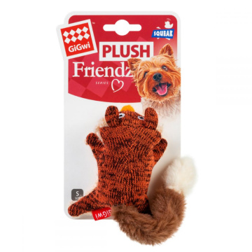 Игрушка для собак Лиса с пищалкой GiGwi Plush, текстиль, 9 см