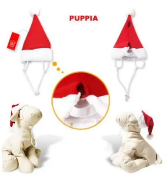 Шапочка Санти Новорічна для собак Puppia CHECKERED RED