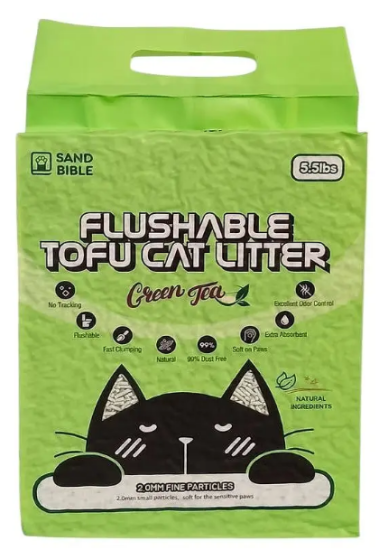 Наполнитель для кошачьего туалета Sand Bible Flushable Tofu Зеленый чай 