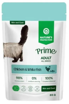 Nature's Protection Prime Adult Cats Skin&Coat Chicken and White Fish Вологий корм для котів для догляду за шкірою та шерстю з куркою і білою рибою