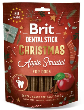 Лакомство для собак Brit Dental Stick Christmas Apple Strudel рождественский яблочный штрудель 