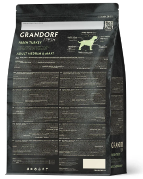 Grandorf FRESH TURKEY & SWEET POTATO ADULT DOG MEDIUM & MAXI - сухой корм для взрослых собак средних и крупных пород с индейкой и бататом