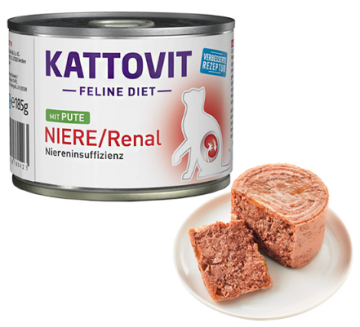 Полнорационный влажный лечебный корм Kattovit Veterinary Niere Renal Turkey Индейка для кошек с заболеваниями почек