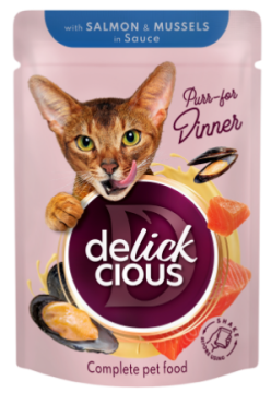 Delickcious Шматочки з лососем і мідіями в соусі