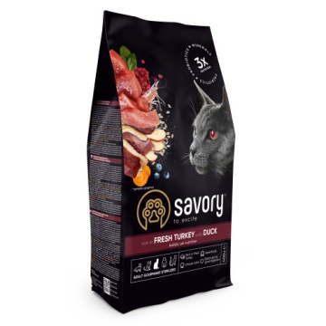 Сухий корм Savory Adult Cat Steril Fresh Turkey and Duck - для стерилізованих котів з індичкою та качкою