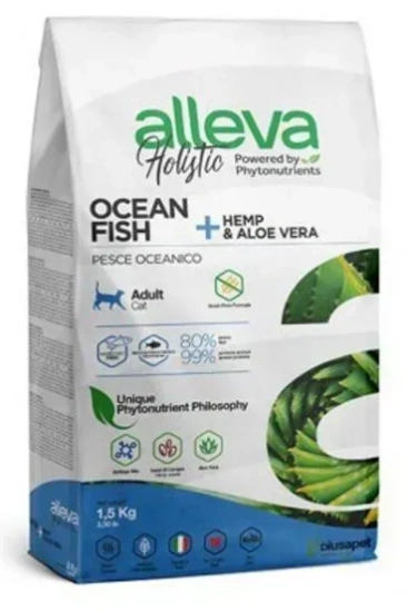Alleva Holistic Cat Adult Ocean Fish Повнораціонний корм з океанічної риби з додаванням конопель та алое вера для дорослих котів