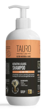 Кератиновый шампунь для шерсти собак и кошек TAURO PRO LINE Ultra Natural Care Keratin & Gloss Shampoo