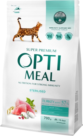 Optimeal Adult Cat Sterilised Turkey With Oat