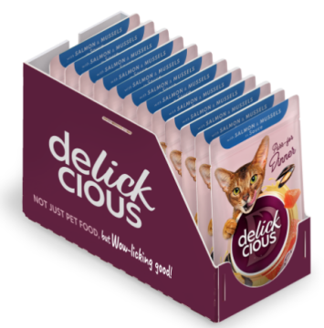 Delickcious Шматочки з лососем і мідіями в соусі