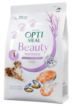 Сухий корм Optimeal Beauty Harmony з морепродуктами для доролих собак собак усіх порід зі зменшеною гранулою та заспокійливим ефектом