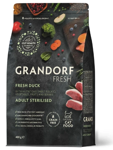 Grandorf FRESH DUCK & SWEET POTATO ADULT CAT STERILISED - Сухой корм для стерилизованных кошек утка с бататом