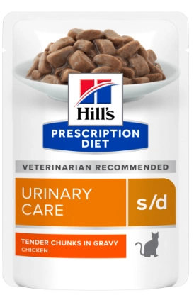 Hills PD Feline s/d, дієтичний корм з куркою для розчинення струвітів у кішок, пауч  