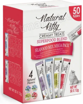 Набір кремових ласощів на рибній основі для котів Natural Kitty Creamy Treats Seafood Mega Pack