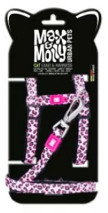 Набір шлеї та повідця Max Molly Cat Harness/Leash Set - Leopard Pink для котів з леопардовим принтом