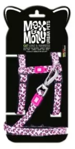 Набір шлеї та повідця Max Molly Cat Harness/Leash Set - Leopard Pink для котів з леопардовим принтом