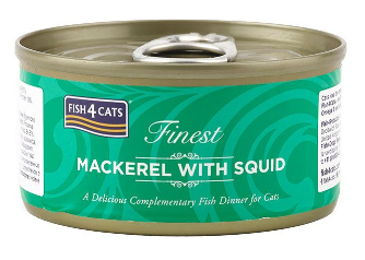 Натуральный влажный корм для кошек Fish4Cats Finest Скумбрия с кальмаром