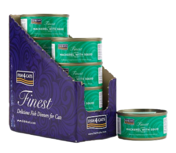 Натуральный влажный корм для кошек Fish4Cats Finest Скумбрия с кальмаром