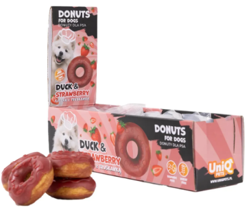 Колагенові ласощі-пончики для собак Uniq PETS COLLAGEN з качкою та полуницею