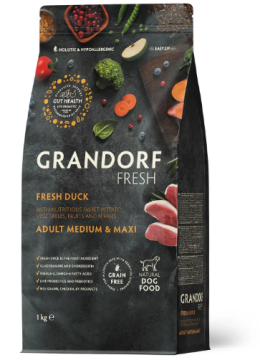 Grandorf FRESH DUCK & SWEET POTATO ADULT DOG MEDIUM & MAXI - сухой корм для взрослых собак средних и больших пород с уткой и бататом