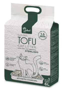Наповнювач туалетів Velvet Paw TOFU для стерилізованих котів з кокосовим вугіллям