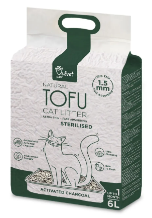 Наповнювач туалетів Velvet Paw TOFU для стерилізованих котів з кокосовим вугіллям
