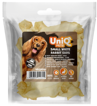 Ласощі для собак UniQ PETS Кролячі вуха маленькі білі