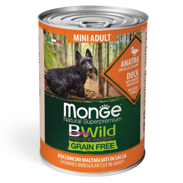 Консерва для собак Monge Dog Bwild Grain Free Mini Adult Утка тыква цуккини