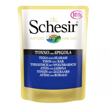 Schesir Cat Pouch, с тунцом и окунем в желе