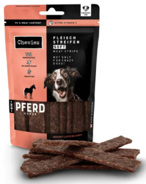 Мясное натуральное лакомство для собак 100% Конина Chewies Fleischstreifen Soft Ente для всех возрастов