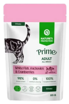 Nature's Protection Prime Urinary Adult Cats White Fish, Anchovies and Cranberries Вологий корм для котів для підтримки сечовидільної системи з білою рибою, анчоусами і журавлиною