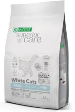 Сухий беззерновий корм з оселедцем Superior Care White Cats Grain Free with Herring Adult all breeds для дорослих котів усіх порід із білим забарвленням шерсті