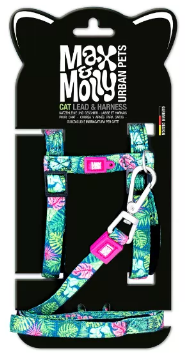 Набір шлеї та повідця Max Molly Cat Harness/Leash Set - Tropical для котів з принтом тропіків