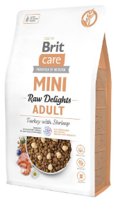 Корм сухой Brit Care Mini Raw Delights Turkey with Shrimp индейка с креветкой для собак малых пород 
