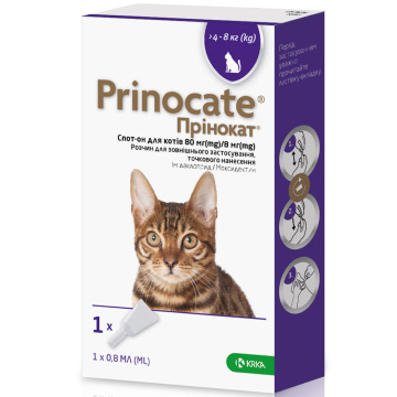 KRKA Prinocate (Прінокат) Краплі протипаразитарні для кішок, вагою от 4 до 8 кг