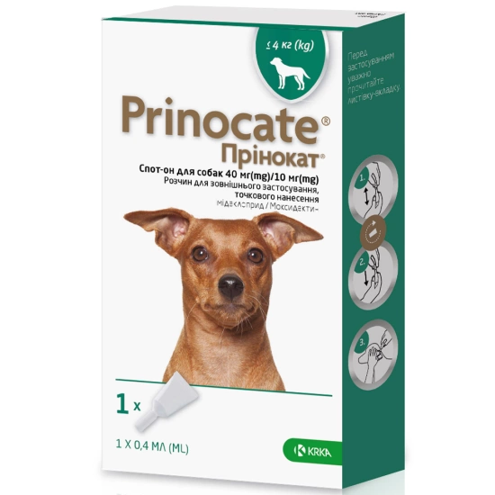 KRKA Prinocate (Принокат) Капли противопаразитарные для собак, весом до 4 кг