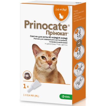 KRKA Prinocate (Принокат) Капли противопаразитарные для кошек, весом до 4 кг