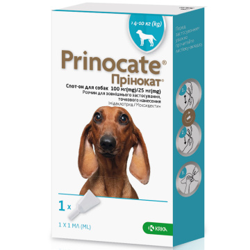KRKA Prinocate (Принокат) Краплі протипаразитарні для собак, вагою від 4 до 10 кг