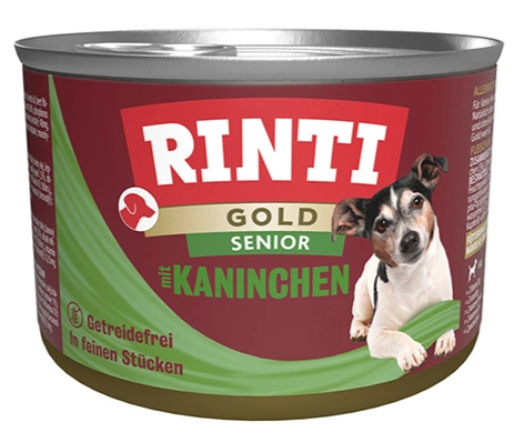Rinti Gold Senior mit Kaninchen РІНТІ ГОЛД КРОЛИК СЕНЬЙОР беззерновий повнораціонний натуральний вологий корм для літніх собак