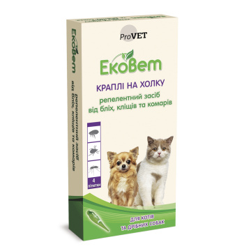 Краплі Природа ProVet ЕкоВет до 10 кг для собак та котів від бліх та кліщів