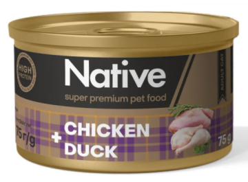 Native Chicken with Duck Adult Cat – натуральный консервированный корм с курицей и уткой для кошек.