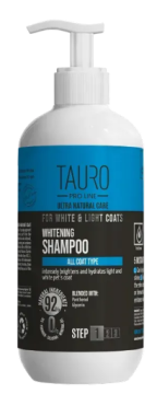 Відбілювальний шампунь для собак і котів із білим і світлим забарвленням шерсті Tauro Pro Line Ultra Natural Care Whitening Shampoo