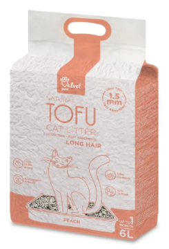 Наповнювач туалетів Velvet Paw TOFU для довгошерстих котів з екстрактом персика