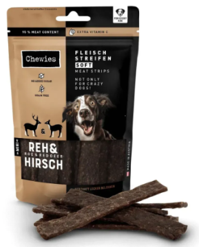 Мясное натуральное лакомство для собак 100% Косуля и Оленина Chewies Fleischstreifen Soft Ente для всех возрастов