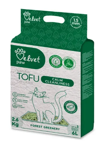 Наповнювач для котів VELVET PAW TOFU "Заспокійлива чистота" з есенцією весняних квітів, гранули 1.5 мм