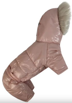 Зимний лакированный комбинезон DogsBomba розовый