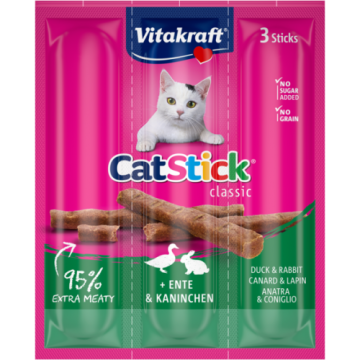 Лакомство для кошек Vitakraft мясные палочки с уткой и кроликом