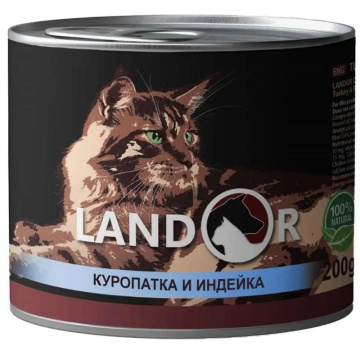 Landor Cat Adult Turkey & Duck Влажный корм с мясом куропатки и индейки