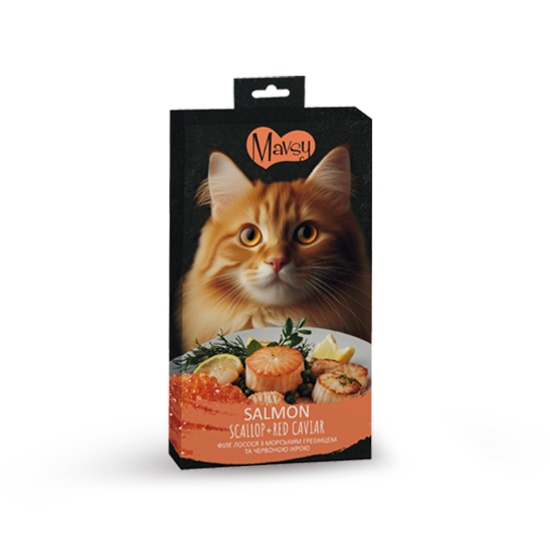 Mavsy Creamy Treats Salmon+scallop+roe Филе лосося с морским гребешком и красной икрой